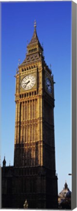 Framed Low angle view of a clock tower, Big Ben, Houses of Parliament, London, England Print