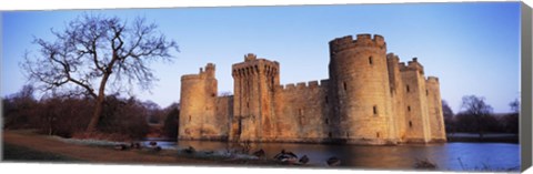 Framed Moat around a castle, Bodiam Castle, East Sussex, England Print