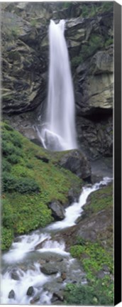 Framed Waterfall in a forest, Sass Grund, Switzerland Print