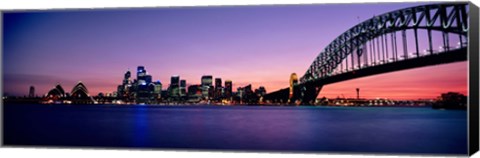 Framed Bridge across the sea, Sydney Opera House, Sydney Harbor Bridge, Milsons Point, Sydney, New South Wales, Australia Print