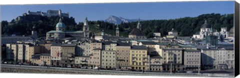 Framed Buildings in a city with a fortress in the background, Hohensalzburg Fortress, Salzburg, Austria Print