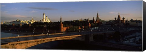 Framed Bridge across a river, Kremlin, Moskva River, Moscow, Russia Print