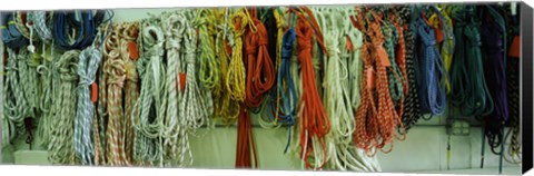 Framed Colorful braided ropes for sailing in a store Print
