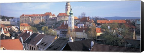 Framed High angle view of a town, Cesky Krumlov, South Bohemian Region, Czech Republic Print