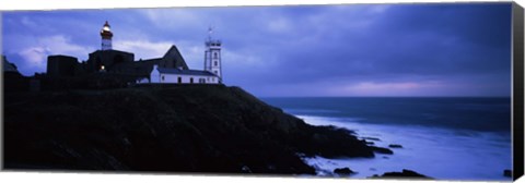 Framed Lighthouse at the seaside, Pointe Saint Mathieu, Finistere, Brittany, France Print