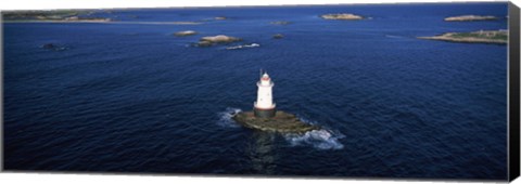 Framed Aerial view of a light house, Sakonnet Point Lighthouse, Little Compton, Rhode Island, USA Print