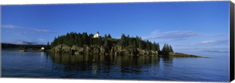 Framed Island in the sea, Bear Island Lighthouse off Mount Desert Island, Maine Print