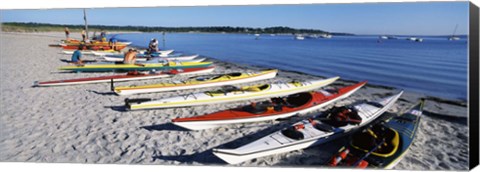 Framed Kayaks on the beach, Third Beach, Sakonnet River, Middletown, Newport County, Rhode Island (horizontal) Print