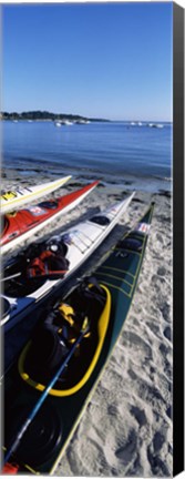 Framed Kayaks on the beach, Third Beach, Sakonnet River, Middletown, Newport County, Rhode Island (vertical) Print