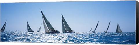 Framed Sailboats racing in the sea, Farr 40&#39;s race during Key West Race Week, Key West Florida, 2000 Print