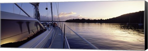 Framed Sailboat in the sea, Kingdom of Tonga,Vava&#39;u Group of Islands, South Pacific (horizontal) Print