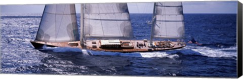 Framed Sailboat in the sea, Antigua (horizontal) Print