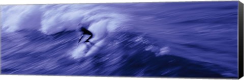 Framed High angle view of a person surfing in the sea, USA Print