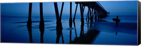 Framed Silhouette of a pier, Hermosa Beach Pier, Hermosa Beach, California, USA Print