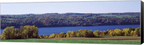 Framed Trees at the lakeside, Owasco Lake, Finger Lakes, New York State, USA Print