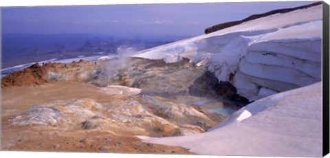 Framed Panoramic view of a geothermal area, Kverkfjoll, Vatnajokull, Iceland Print