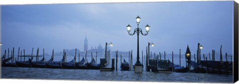 Framed Gondolas in a canal, Grand Canal, St. Mark&#39;s Square, San Giorgio Maggiore, Venice, Veneto, Italy Print