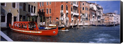 Framed Red Gondola, Grand Canal, Venice, Veneto, Italy Print