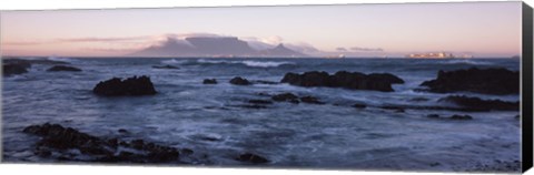 Framed Rocks in the sea with Table Mountain, Cape Town, South Africa Print