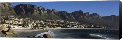 Framed Town at the coast with a mountain range, Twelve Apostle, Camps Bay, Cape Town, Western Cape Province, Republic of South Africa Print