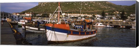 Framed Fishing boats moored at a harbor, Kalk Bay Harbour, Kalk Bay, False Bay, Cape Town, Western Cape Province, South Africa Print