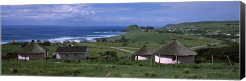 Framed Thatched Rondawel huts, Hole in the Wall, Coffee Bay, Transkei, Wild Coast, Eastern Cape Province, Republic of South Africa Print