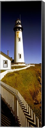 Framed Lighthouse on a cliff, Pigeon Point Lighthouse, California, USA Print