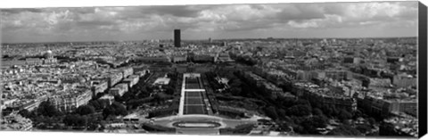 Framed Aerial view of a city, Eiffel Tower, Paris, Ile-de-France, France Print