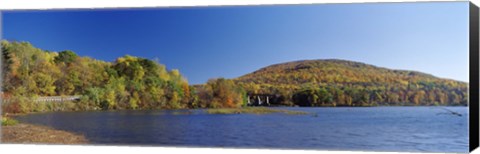 Framed Lake in front of mountains, Arrowhead Mountain Lake, Chittenden County, Vermont, USA Print