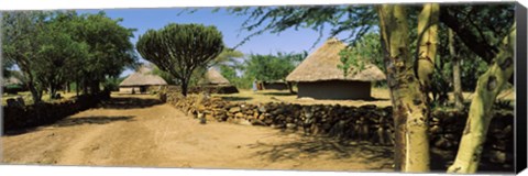 Framed Stone wall along a dirt road, Thimlich Ohinga, Lake Victoria, Great Rift Valley, Kenya Print