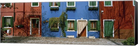 Framed Facade of houses, Burano, Veneto, Italy Print