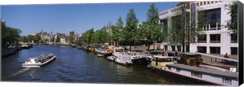 Framed Opera house at the waterfront, Amstel River, Stopera, Amsterdam, Netherlands Print