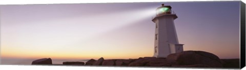 Framed Low Angle View Of A Lighthouse at dusk, Peggy&#39;s Cove, Nova Scotia, Canada Print