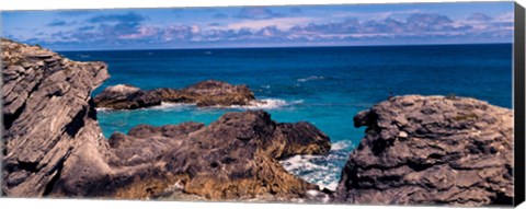 Framed Rock formations on the coast, Bermuda Print