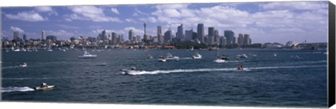 Framed Boats in the sea, Sydney Harbor, Sydney, New South Wales, Australia Print