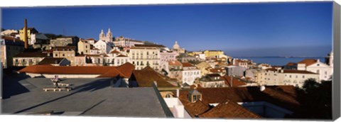 Framed Roof top view, Alfama, Lisbon, Portugal Print