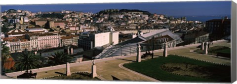 Framed View of city and hill top, Alfama, Lisbon, Portugal Print