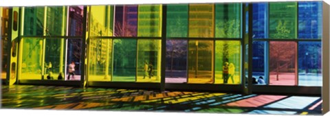 Framed Multi-colored glass in a convention center, Palais De Congres De Montreal, Montreal, Quebec, Canada Print