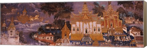 Framed Ramayana murals in a palace, Royal Palace, Phnom Penh, Cambodia Print