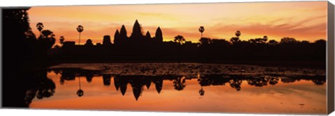 Framed Silhouette of a temple, Angkor Wat, Angkor, Cambodia Print