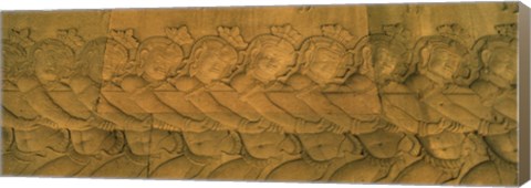 Framed Bas relief in a temple, Angkor Wat, Angkor, Cambodia Print