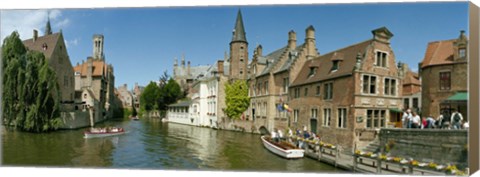 Framed Buildings at the waterfront, Rozenhoedkaai, Bruges, West Flanders, Belgium Print