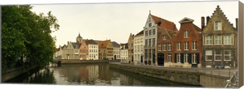 Framed Buildings along a canal, Bruges, West Flanders, Belgium Print