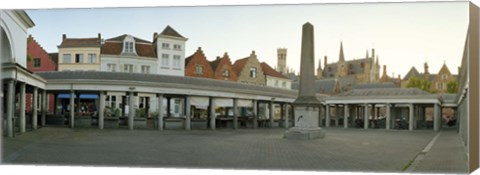 Framed Facade of an old fish market, Vismarkt, Bruges, West Flanders, Belgium Print