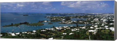 Framed Buildings along a coastline, Bermuda Print