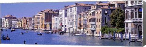 Framed Gondolas passing buildings along a canal, Grand Canal, Venice, Italy Print