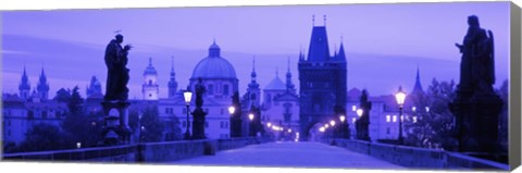 Framed Statues along a bridge, Charles Bridge, Prague, Czech Republic Print