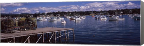 Framed Boats in the sea, Bass Harbor, Hancock County, Maine, USA Print