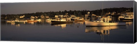 Framed Boats moored at a harbor, Bass Harbor, Hancock County, Maine, USA Print