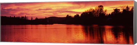 Framed Lake at sunset, Vermont, USA Print